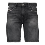 Zwarte D-fin denim shorts Diesel , Black , Heren