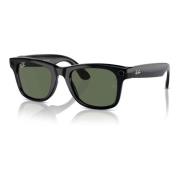 Zwarte Wayfarer Zonnebril Groene Lens Ray-Ban , Black , Unisex