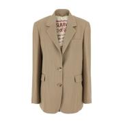 Beige Pinstripe Jas Vrouw Viscose Mix Golden Goose , Beige , Dames