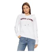 Elastische Gebreide Hoodie met Kangoeroezak Guess , White , Dames