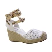 Witte stoffen espadrilles met strass Gaëlle Paris , White , Dames