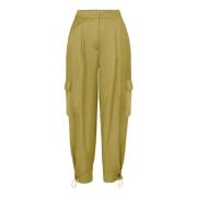 Rayon satijnen cargobroek BomBoogie , Green , Dames