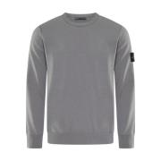 Blauw Crew Neck Logo Patch Stone Island , Gray , Heren