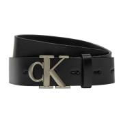 Zwarte Leren Gesp Riem Calvin Klein Jeans , Black , Dames