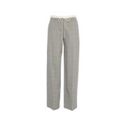 Grijze Wijde Pijp Broek Glencheck Patroon 8PM , Gray , Dames