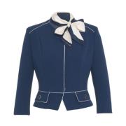 Blauwe Crepe Blazer met Metalen Details Elisabetta Franchi , Blue , Da...