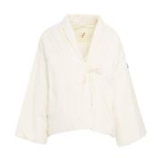 Witte Kimono Jas Chic Logo Afterlabel , White , Dames