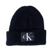 Zwarte Slip-On Beanie Hoed Calvin Klein , Black , Dames