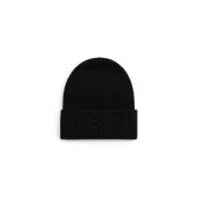 Geborduurde Logo Geribbelde Beanie Calvin Klein , Black , Dames