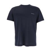 Blauw Logo Lettering T-Shirt Katoenmix Emporio Armani , Blue , Heren