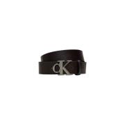 Monogram Plaque Leren Riem Calvin Klein Jeans , Brown , Heren