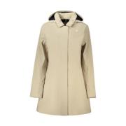 Beige Hooded Trench Regenjas K-Way , Beige , Dames