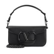 Zwarte leren schoudertas Valentino Garavani , Black , Dames