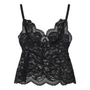 Zwarte Bloemenkant V-hals Top Paco Rabanne , Black , Dames