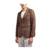 Bruine Linnen Blazer Slim Fit At.P.Co , Brown , Heren