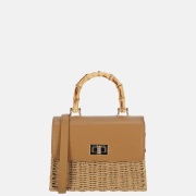 Flora & Co handtas riet naturel/camel