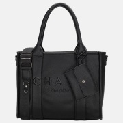 Charm London Debossed shopper M zwart