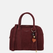 Flora & Co handtas bowling suedine bordeaux