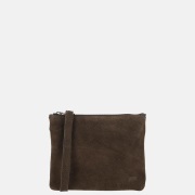 Bear Design crossbody tas rits dubbelvak suede donkerbruin