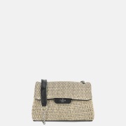 Charm London Raffia schoudertas zwart beige