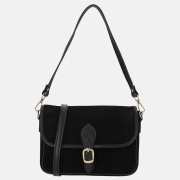 Charm London flap crossbody tas suede zwart