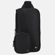 Tommy Hilfiger Embossed flag sling bag crossbody tas black