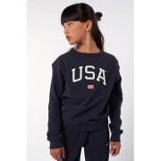 America Today sweater Soel Jr met logo donkerblauw Logo - 134/140