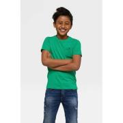 WE Fashion T-shirt groen Jongens Katoen Ronde hals Effen - 110/116