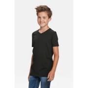 WE Fashion T-shirt Basics zwart Jongens Katoen V-hals Effen - 92