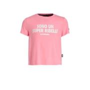 SuperRebel T-shirt van gerecycled polyester roze Printopdruk - 164