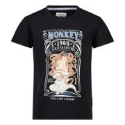Me & My Monkey T-shirt met printopdruk zwart Meisjes Stretchkatoen Ron...