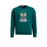 Me & My Monkey sweater Nikki met printopdruk petrol Trui Blauw Meisjes...