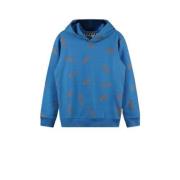 Moodstreet hoodie met all over print felblauw Sweater Jongens Stretchk...