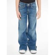 Calvin Klein wide leg jeans mid blue Blauw Meisjes Denim Effen - 128