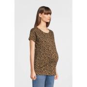 Supermom zwangerschapsshirt met all over print bruin T-shirt Dames Kat...