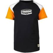 Vingino T-shirt met logo zwart/oranje/wit Jongens Katoen Ronde hals Lo...