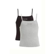 Calvin Klein singlet - set van 2 grijs melange/zwart Hemd Meisjes Stre...