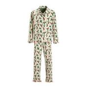 Claesen's pyjama met bladprint ecru/groen/rood Meisjes Katoen Klassiek...