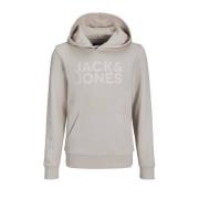 JACK & JONES JUNIOR hoodie JJECORP met tekst ecru Sweater Jongens Kato...