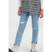 Shoeby high waist tapered fit jeans mediumstone Blauw Meisjes Katoen E...