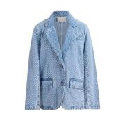 Shoeby blazer met all over print light blue denim bleached Blauw All o...