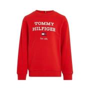 Tommy Hilfiger sweater met tekst felrood Tekst - 164