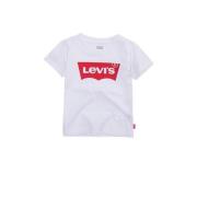 Levi's Kids T-shirt batwing met logo wit/rood Jongens Katoen Ronde hal...
