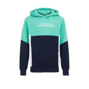 WE Fashion hoodie met printopdruk turquoise/donkerblauw/wit Sweater Pr...