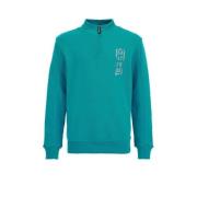 WE Fashion sweater met printopdruk blauwgroen Printopdruk - 122/128