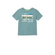 s.Oliver T-shirt met printopdruk turquoise Blauw Jongens Katoen Ronde ...