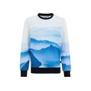 WE Fashion sweater met all over print blauw/wit All over print - 98/10...