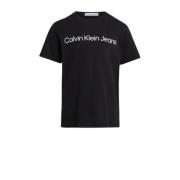Calvin Klein T-shirt met tekst zwart Jongens/Meisjes Katoen Ronde hals...