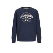 JACK & JONES JUNIOR sweater JJMINDS met logo donkerblauw Logo - 116