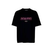 JACK & JONES JUNIOR T-shirt JORLUCCA FASTRUNNER1 met tekst zwart Jonge...